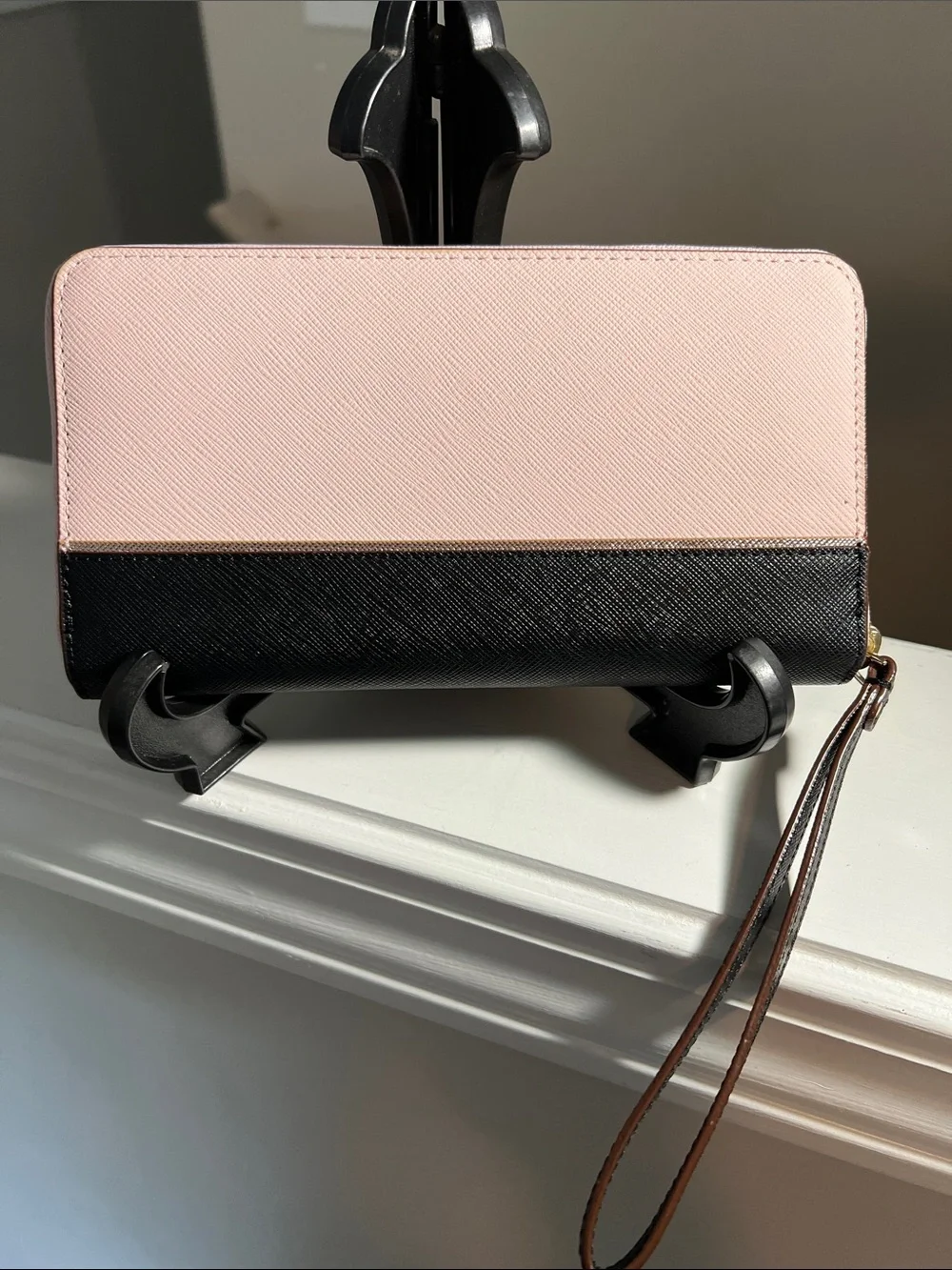 kate spade Two-Tone Pink and Black Zip Around Wristlet Wallet